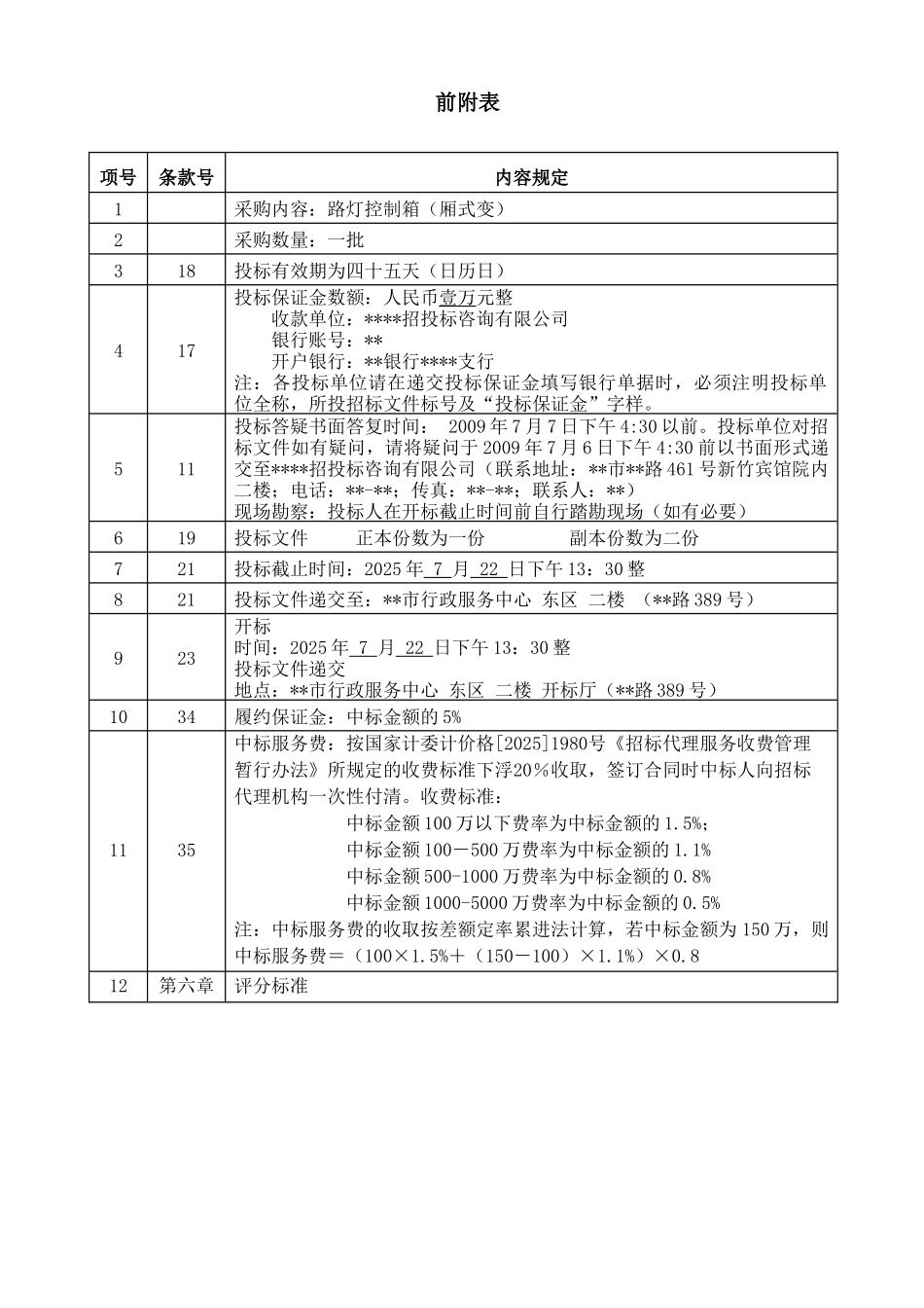 路灯控制箱(厢式变)采购招标文件_第2页