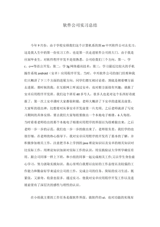 软件公司实习总结