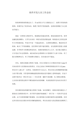 软件开发人员工作总结