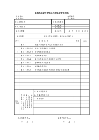 软基和岸坡开挖单元工程表格