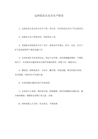 运料队队长安全生产职责