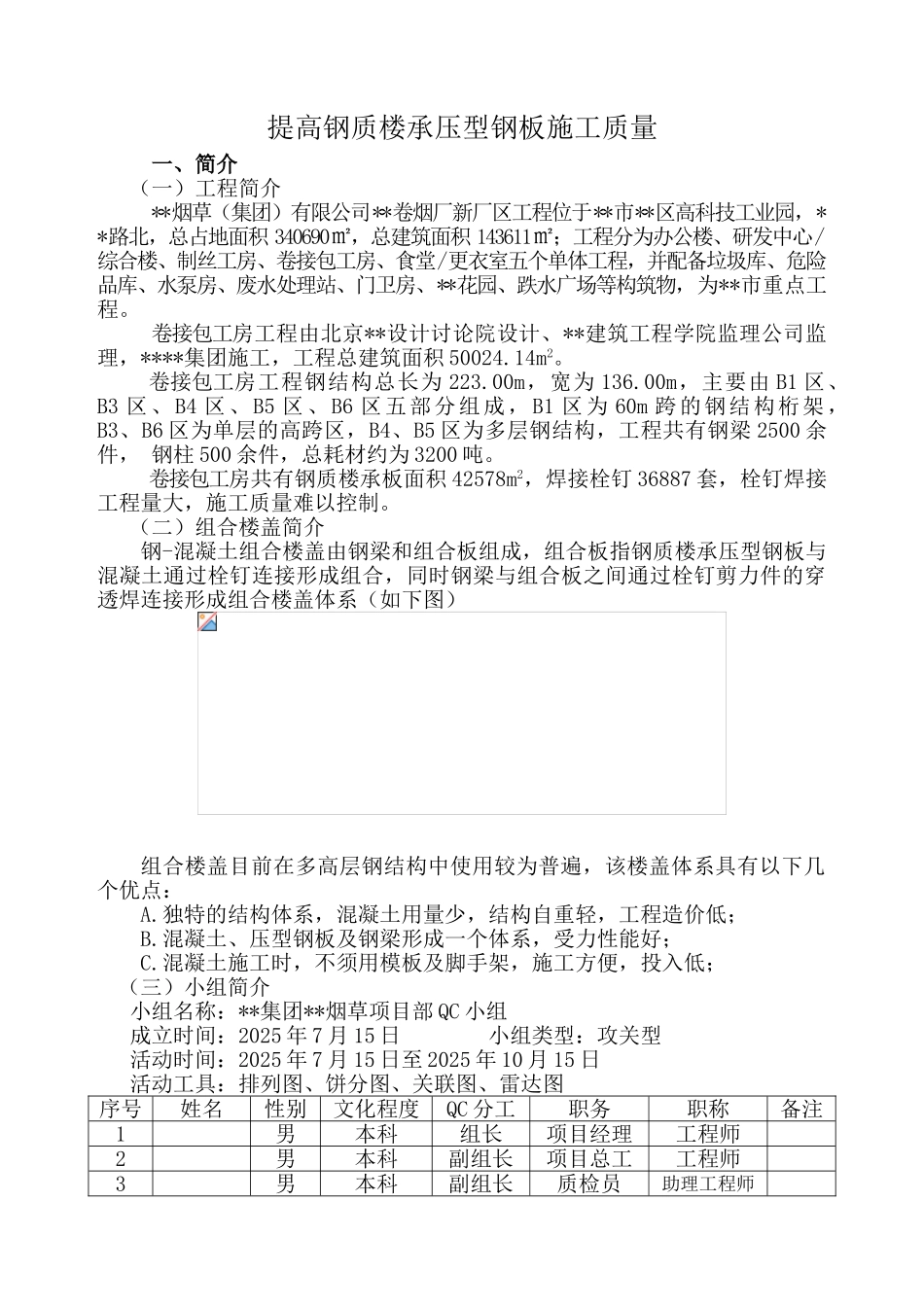 运用QC方法提高钢质楼承板施工质量_第1页