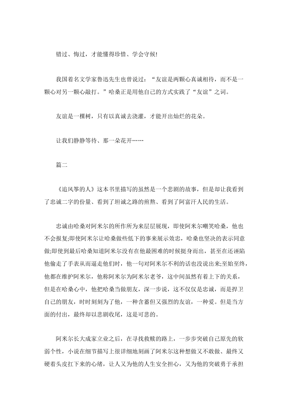 追风筝的人读后感500字_第2页