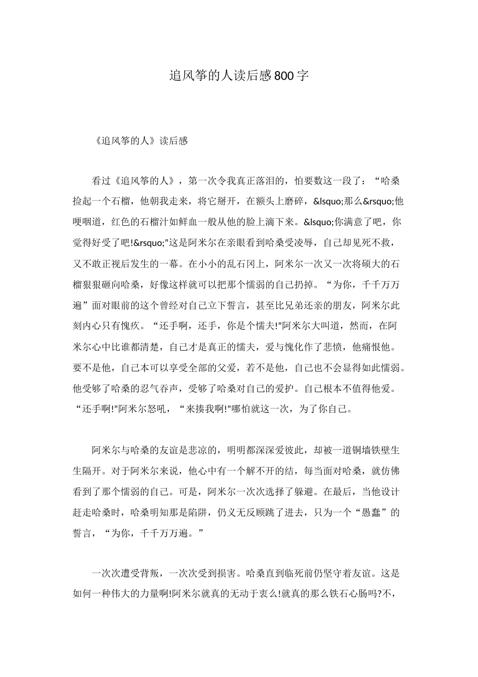 追风筝的人读后感800字_第1页