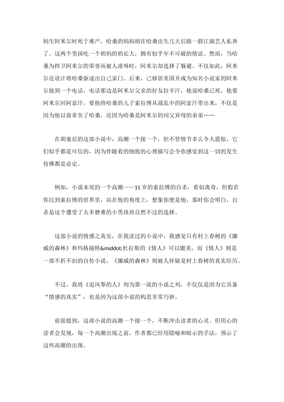 追风筝的人读后感800字_第3页