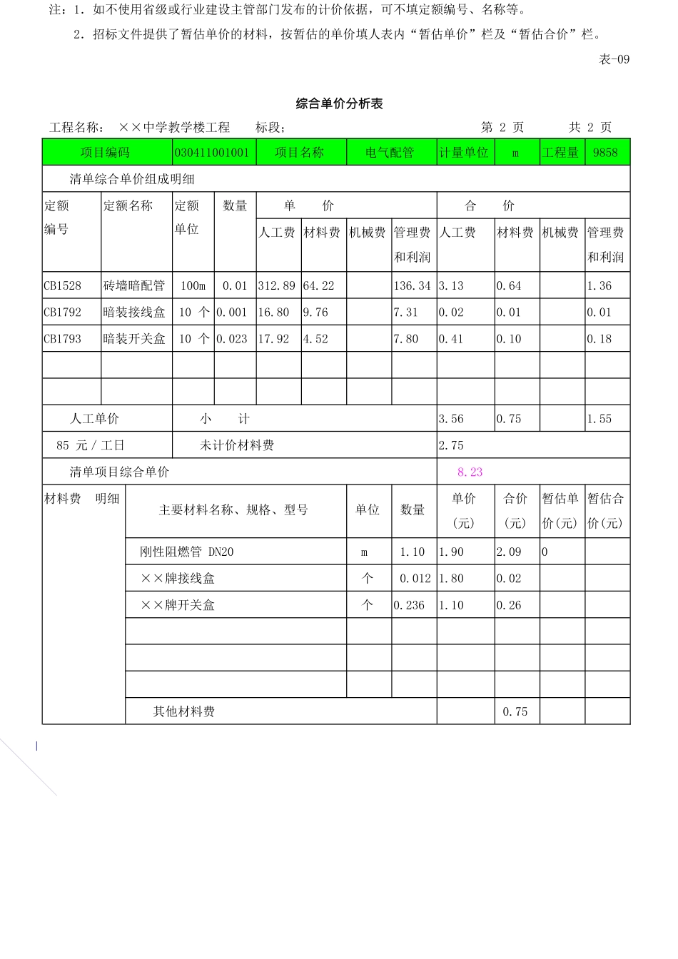 造价建设工程工程量清单计价规范第38讲：投标报价编制使用表格及案例_第3页