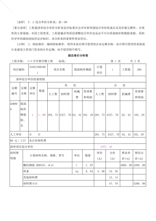 造价建设工程工程量清单计价规范第38讲：投标报价编制使用表格及案例