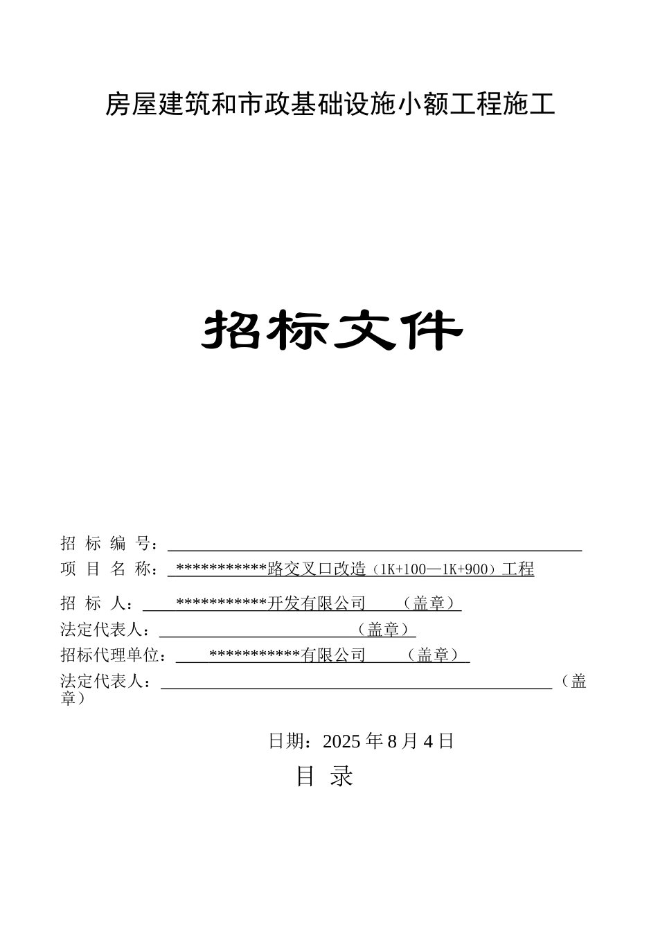 道路交叉口改造工程施工招标文件_第1页