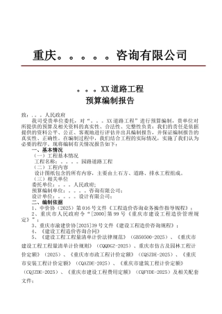 道路工程编制报告