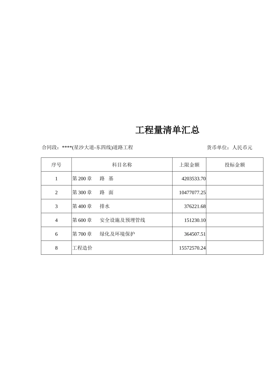 道路工程项目工程量清单报价_第3页