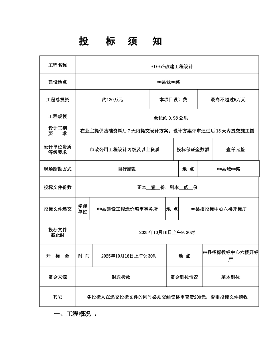 道路改建工程设计招标文件_第2页