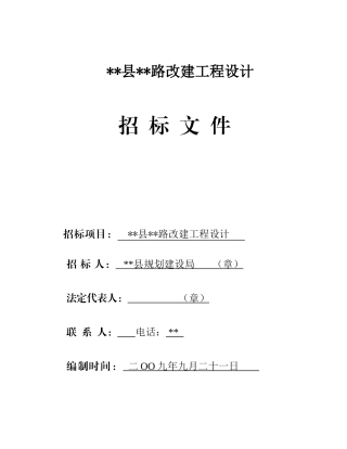 道路改建工程设计招标文件