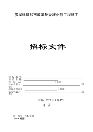 道路改造工程施工招标文件