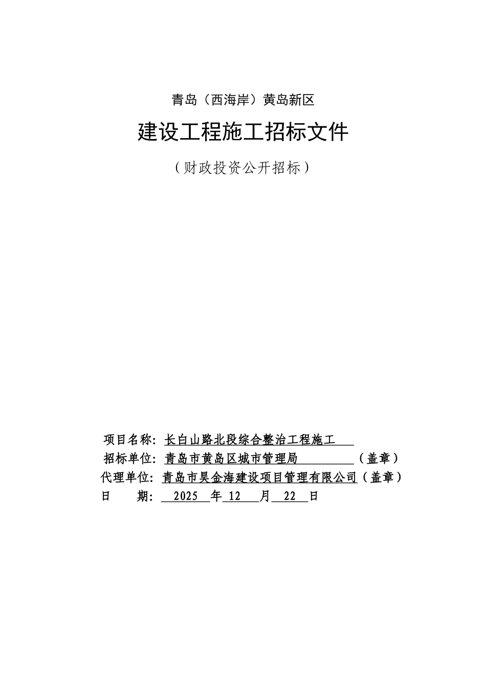 道路综合整治工程招标文件_第1页