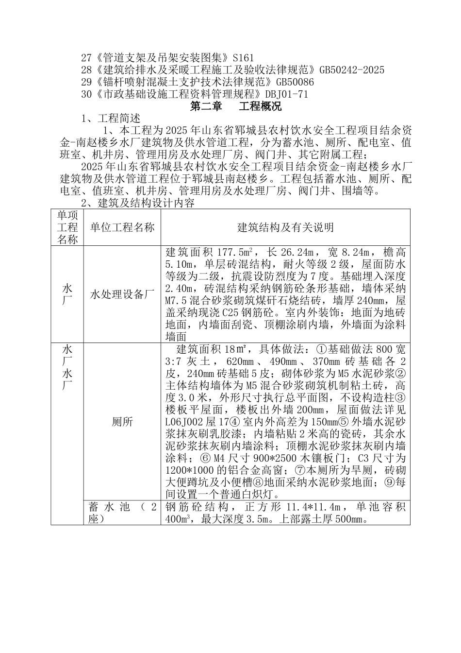 郓城县农村饮水安全工程项目结余资金-南赵楼乡水厂建筑物及供水管道工程施工组织设计_第3页