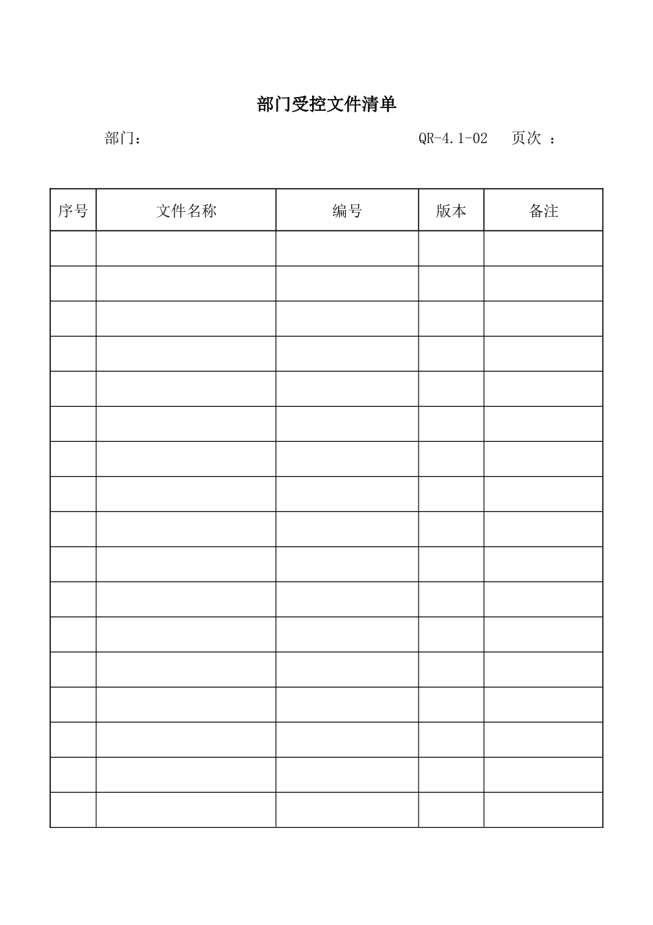 部门受控文件清单_第1页