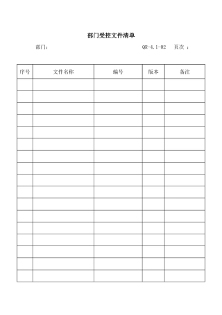 部门受控文件清单