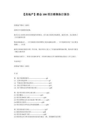 都会100项目销售执行报告