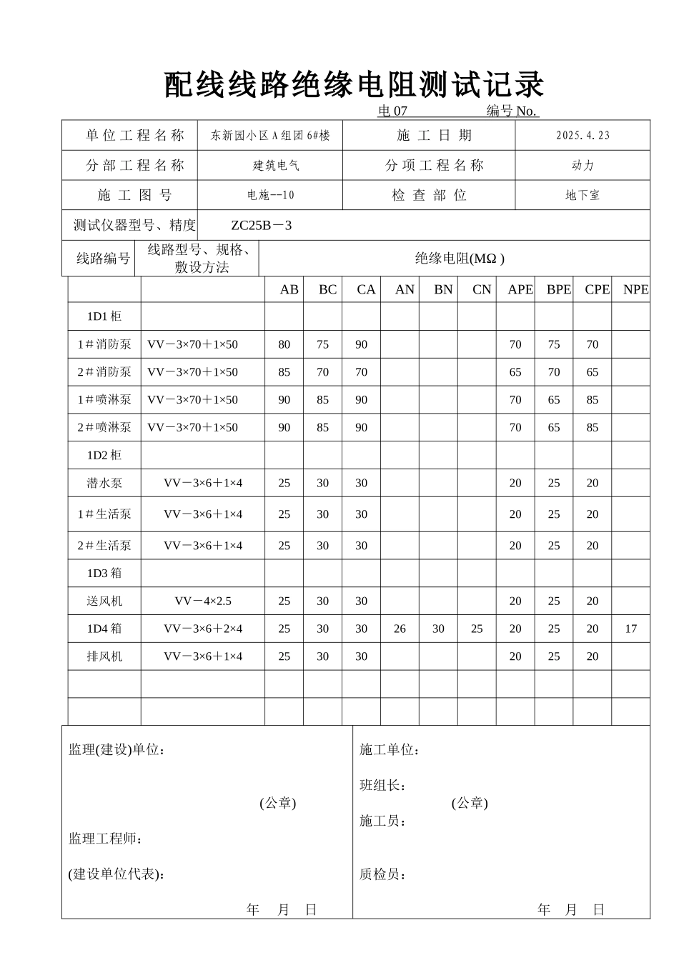 配线线路绝缘电阻测试-动力_第1页