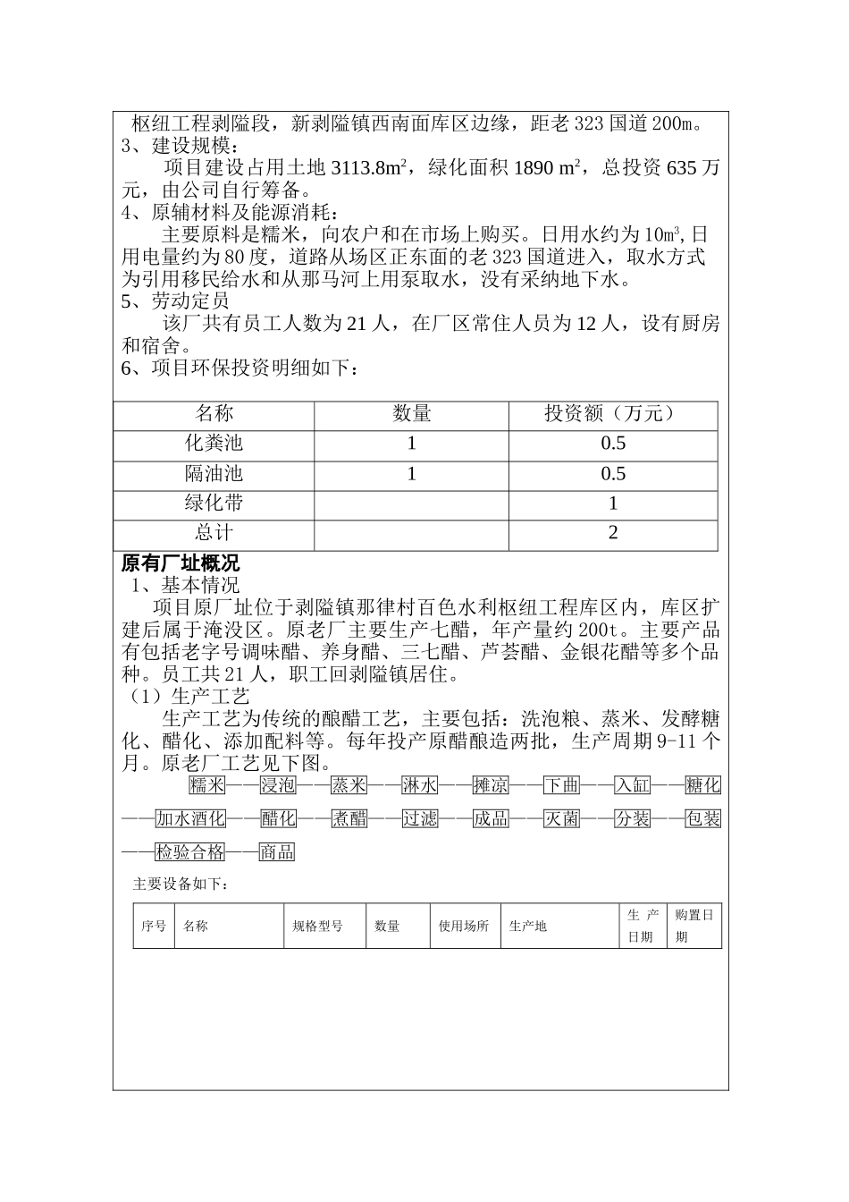 醋厂搬迁改扩建工程项目环境影响报告表_第2页