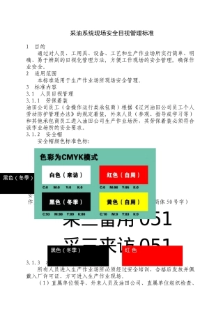 采油系统现场安全目视管理标准