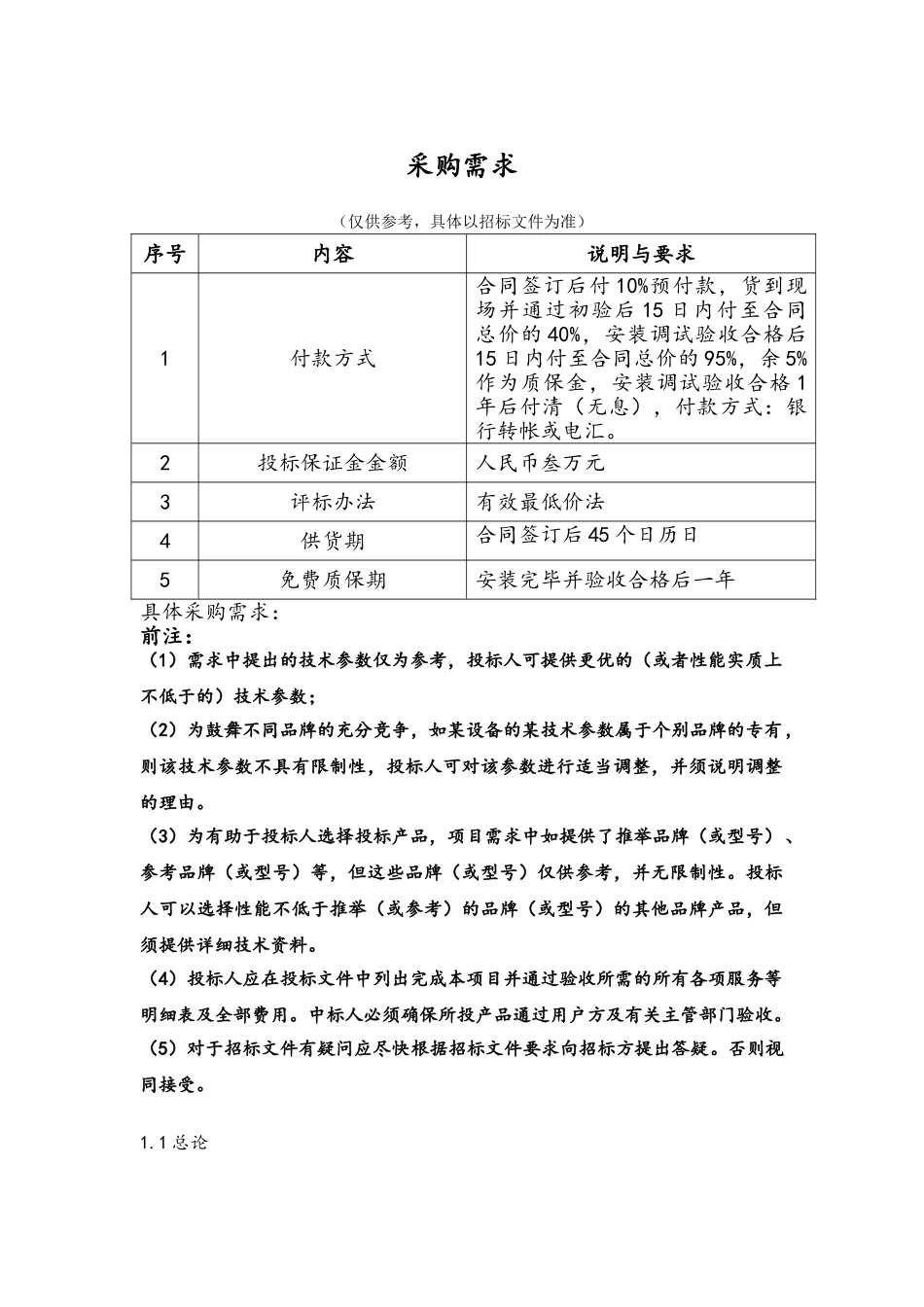 采购需求doc货物需求一览表_第1页