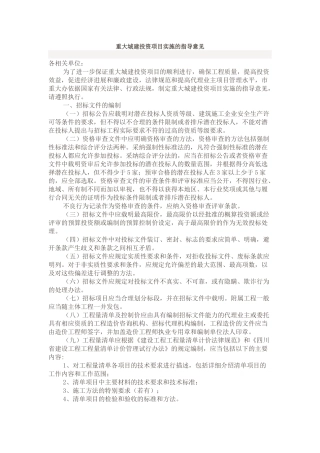 重大城建投资项目实施的指导意见