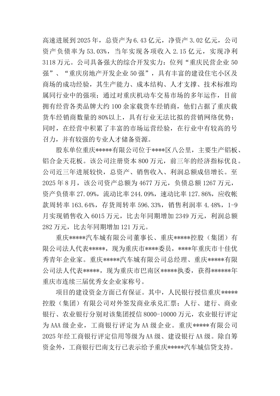 重庆某汽车城项目可行性研究报告_第3页