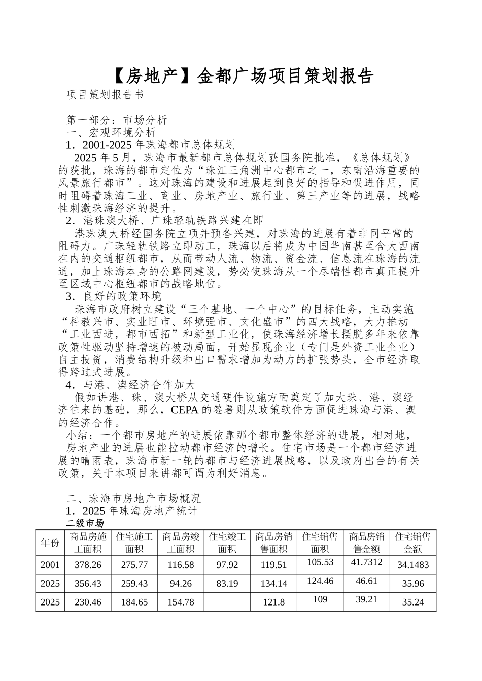 金都广场项目策划报告_第1页