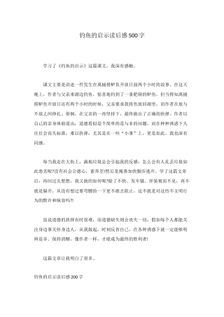 钓鱼的启示读后感500字