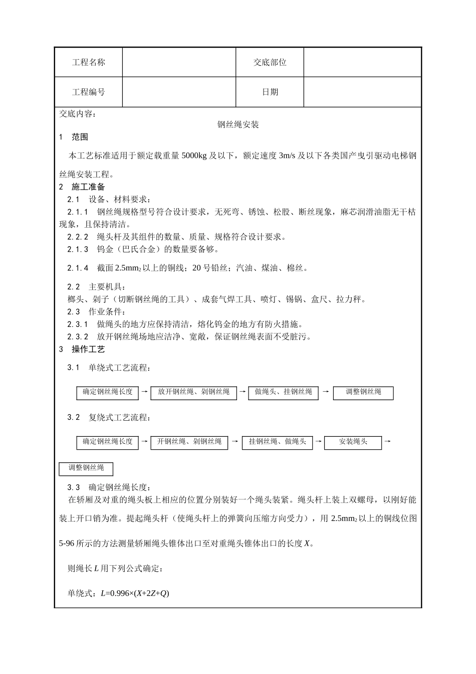 钢丝绳安装工艺_第1页