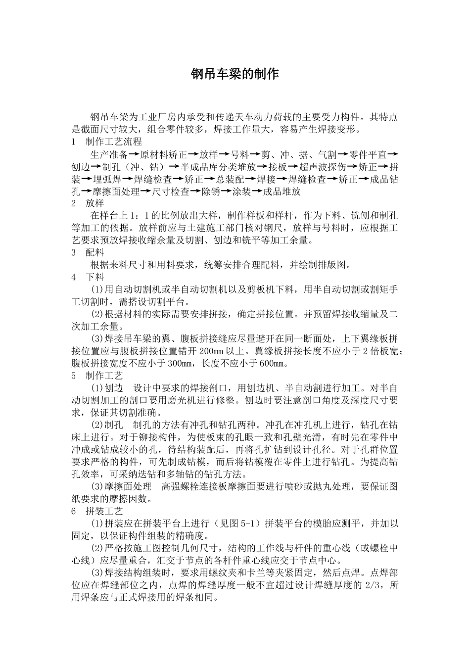 钢吊车梁的制作施工工艺_第1页