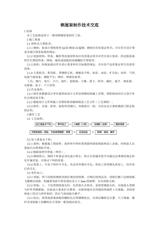 钢屋架制作技术交底