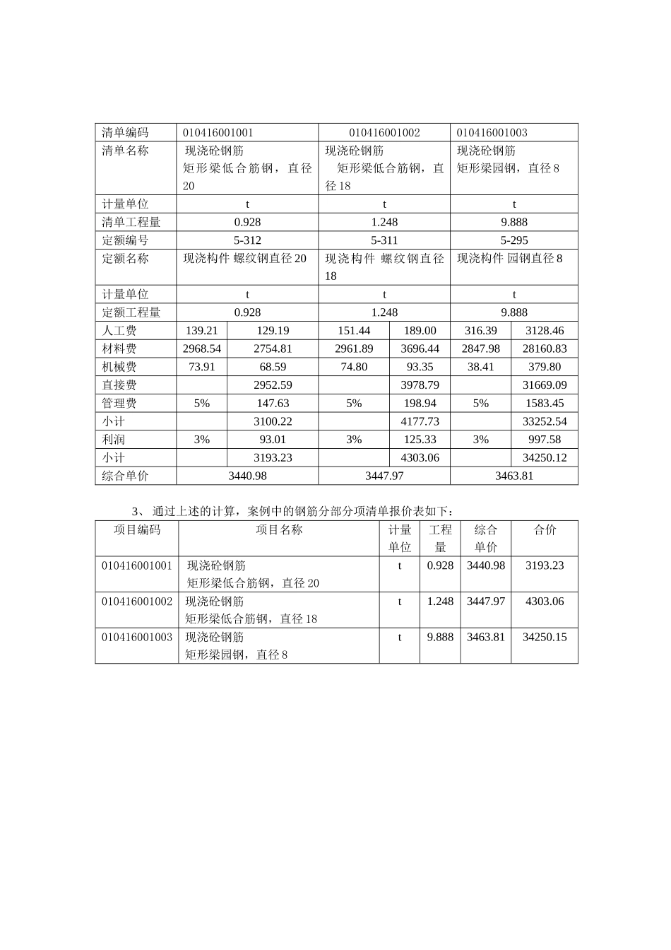 钢筋工程招投标清单组价计算案例分析_第3页