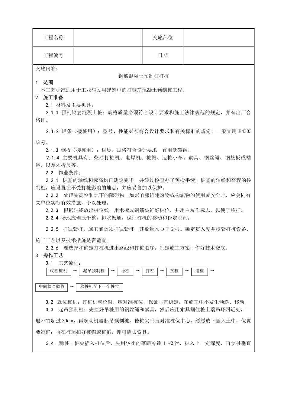 钢筋混凝土预制桩打桩施工工艺_第1页