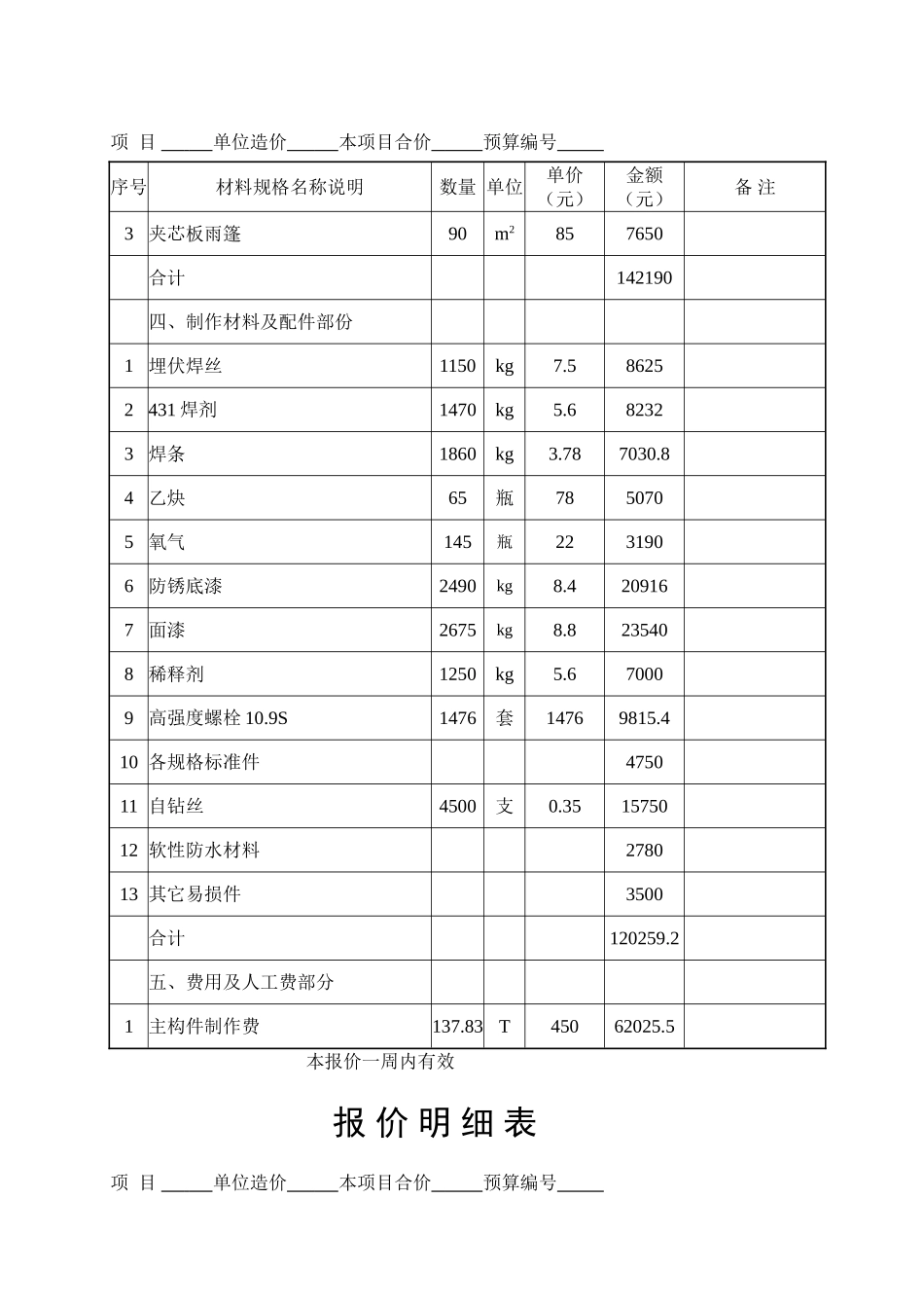 钢结构厂房报价汇总表_第3页
