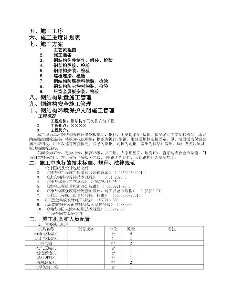 钢结构厂房施工组织设计-_第2页