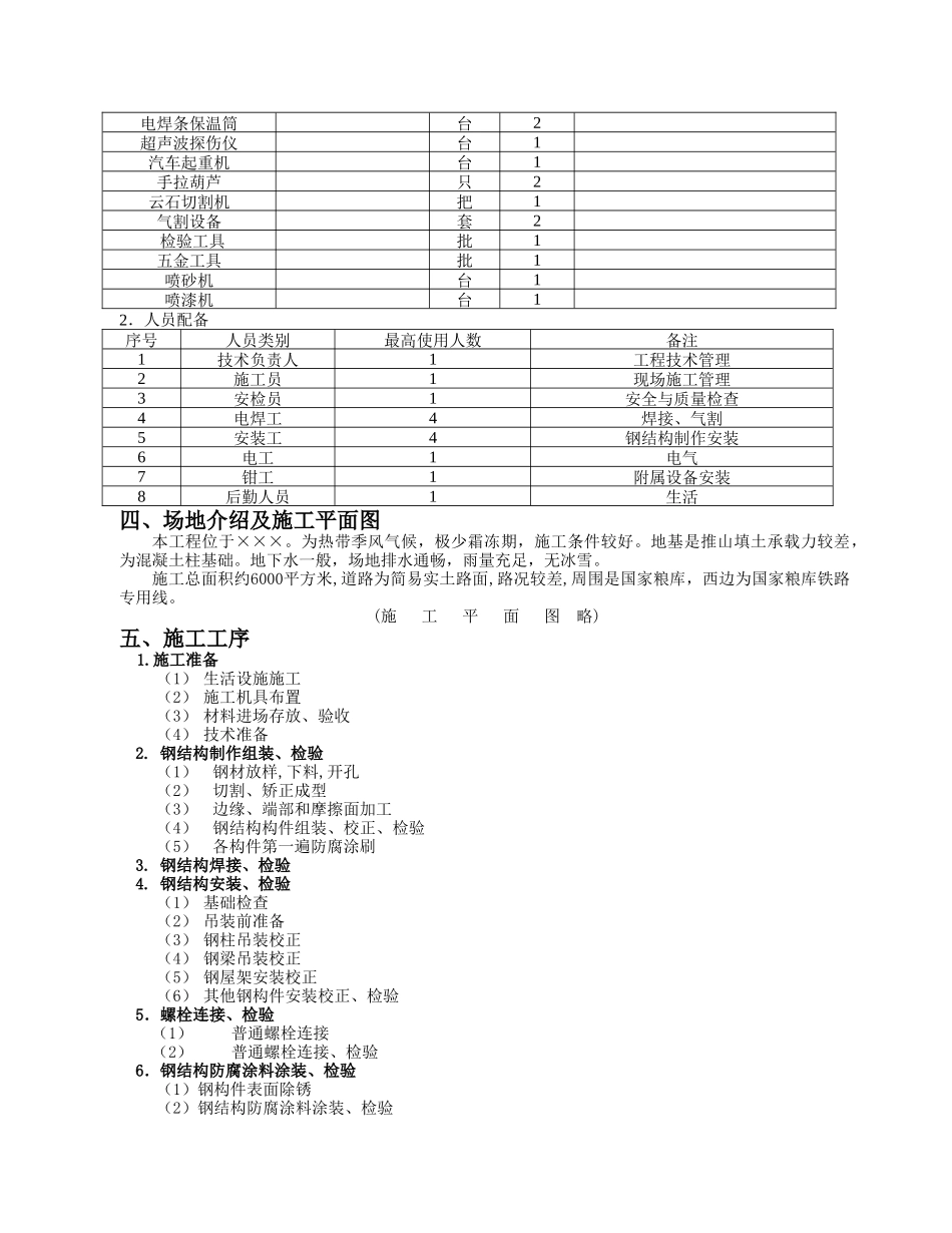 钢结构厂房施工组织设计-_第3页