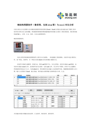 钢结构预算软件与excel对比分析