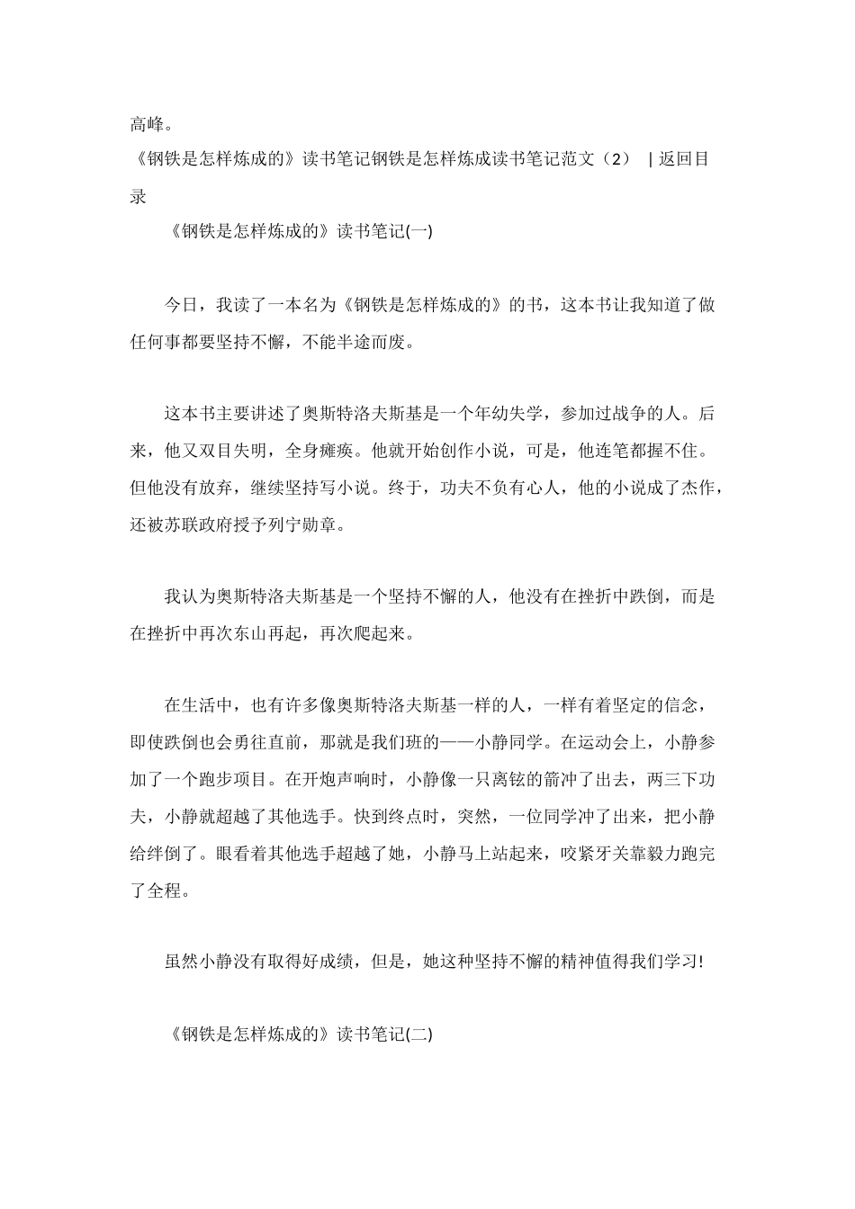 钢铁是怎样炼成读书笔记范文4篇_第3页