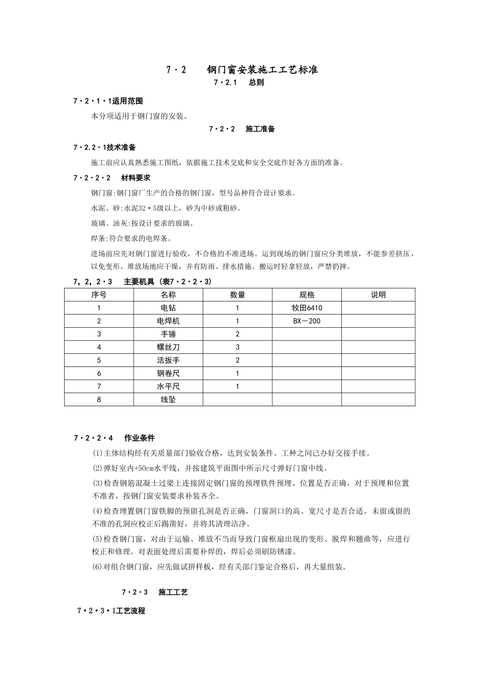 钢门窗安装施工工艺标准_第1页