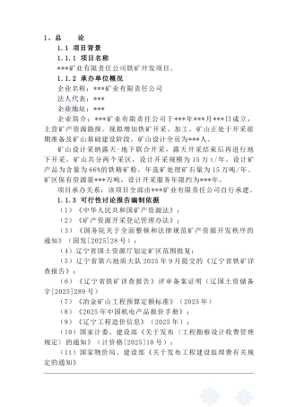 铁矿开发项目可行性研究报告