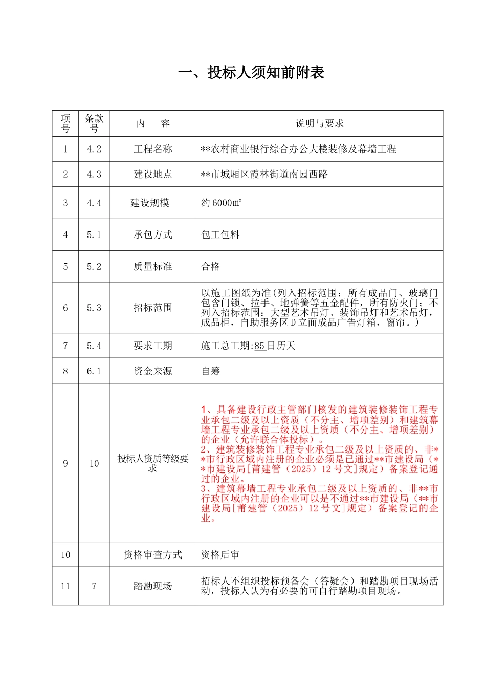 银行综合办公大楼装修及幕墙工程施工招标文件_第3页