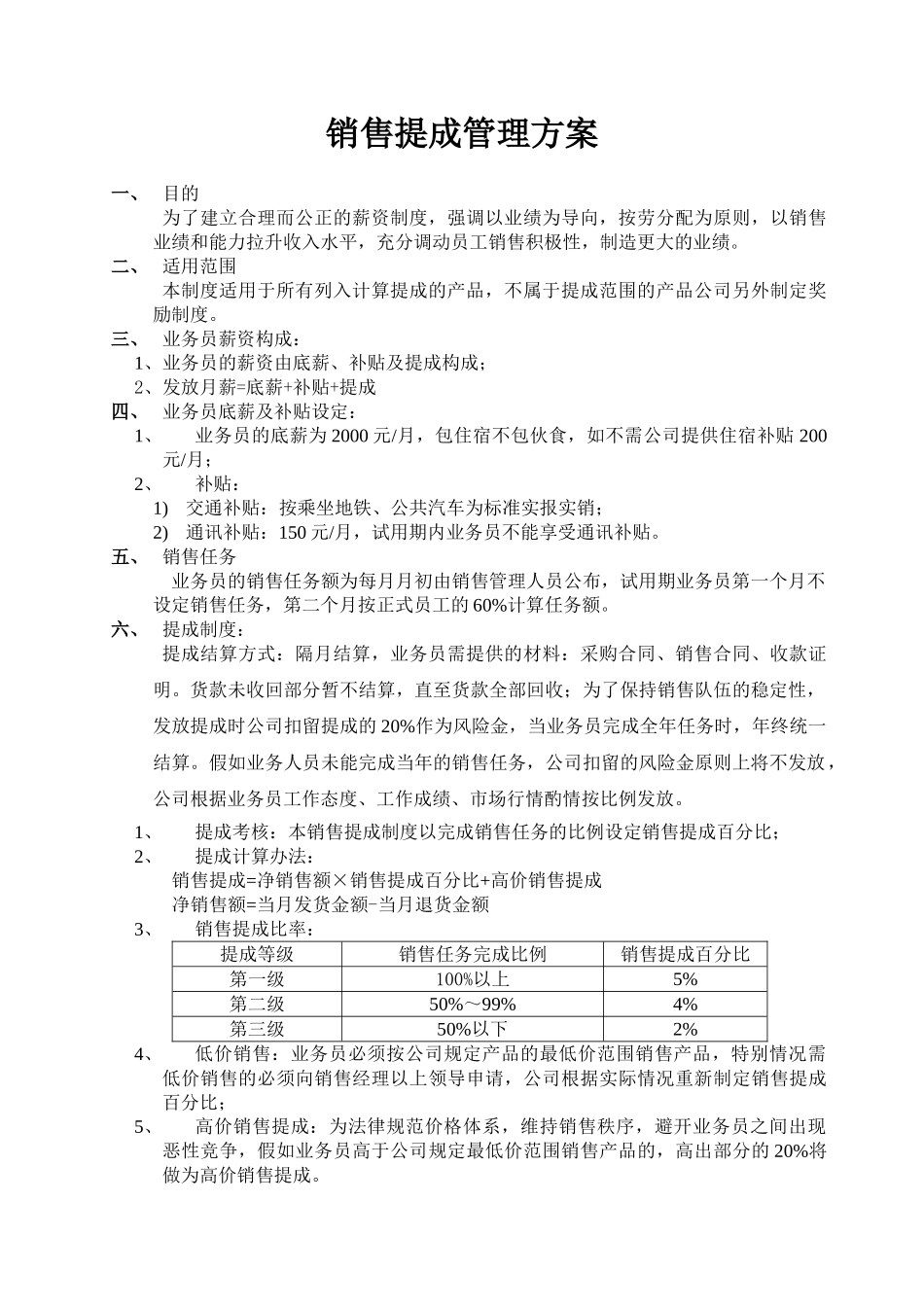 销售提成管理制度方案_第1页