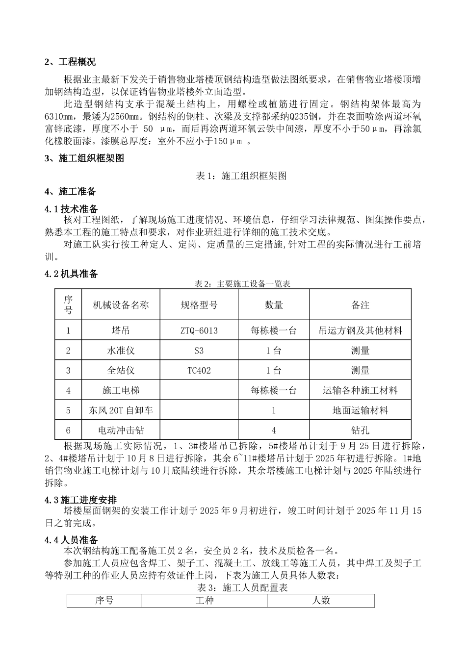 销售物业塔楼钢架安装工程施工方案_第2页