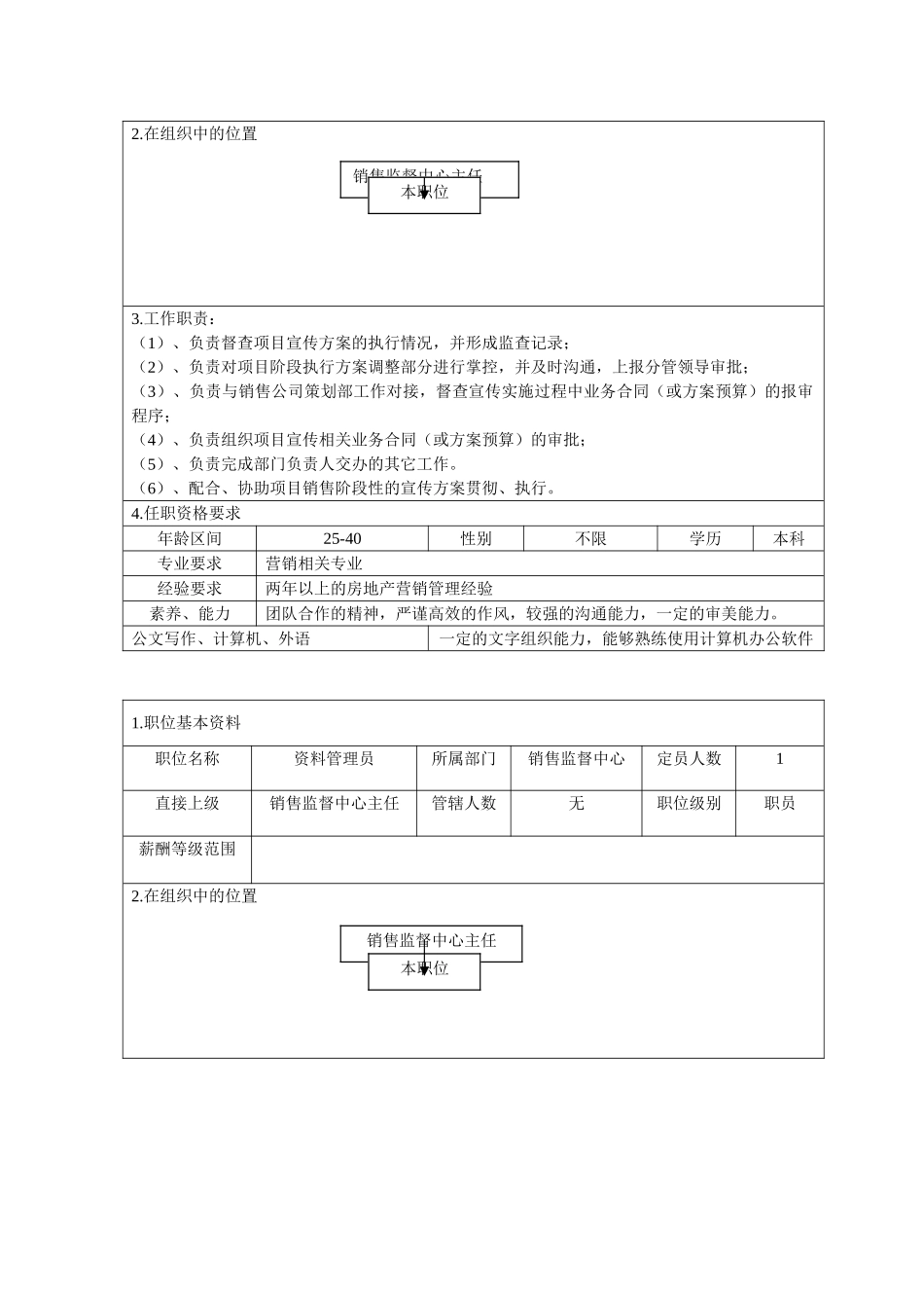 销售监督体系岗位说明书_第2页