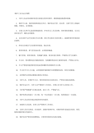 锅炉工安全运行规程