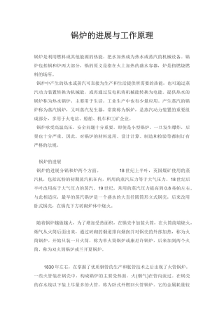 锅炉的发展与工作原理