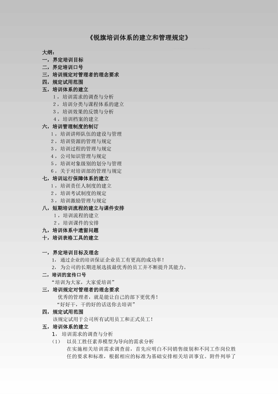 锐旗人力集团-2010年员工培训体系的建立和管理规定-14页_第1页