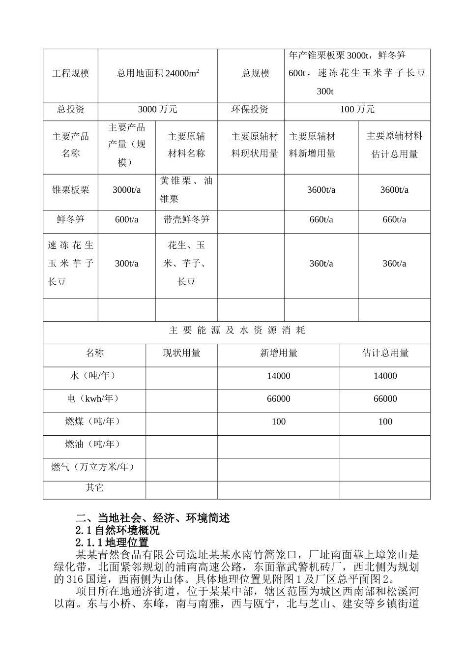锥栗、鲜冬笋及农副产品加工项目环评报告表_第2页